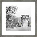 Snowy Day And One Lane Bridge Framed Print