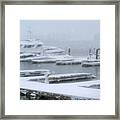 Snowy Harbor Framed Print