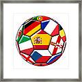 Soccer Ball With Flags - Flag Of Spain In The Center Framed Print