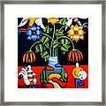 Softvase With Flowers And Figures Framed Print