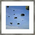 Soldiers Descend Under A Parachute Framed Print