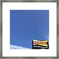 Sonic Americas Drive In Dark Blue Sky Framed Print