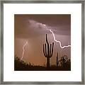 Sonoran Saguaro Southwest Desert Lightning Strike Framed Print