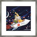 Soviet Astronaut Fly In Rocket Together With Santa Framed Print