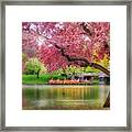 Spring Afternoon In The Boston Public Garden - Boston Swan Boats Framed Print