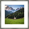 St. Johann Church In Val Di Funes Framed Print