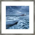 St Mary's Lighthouse And The Cold North Sea Framed Print
