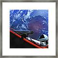 Starman In Tesla With Planet Earth Framed Print