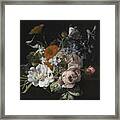 Still Life Of Flowers With A Nosegay Of Roses Framed Print