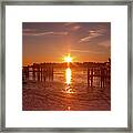 Stonington Harbor Sunset On Ice Framed Print
