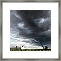 Storm Tornado Or Twister Lifing Hay Bales In Bad Weather Framed Print