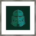 Stormtrooper Helmet - Star Wars Art - Blue Green Framed Print
