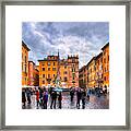 Stormy Skies Over A Roman Piazza Framed Print