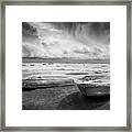 Stormy Sky Sea And Boats Framed Print