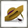 Straw Hat And Stag Beetle Framed Print