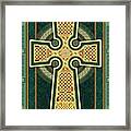 Stylized Celtic Cross In Green Framed Print