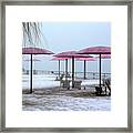 Sugar Beach Pink Parasols Framed Print
