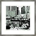 Summer Night In The City Sketch Drawing Framed Print