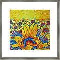 Sunflowers Field In Sunrise Light Framed Print
