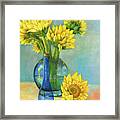 Sunflowers In A Glass Vase Number Two Framed Print
