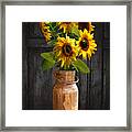 Sunflowers In Copper Milk Can Framed Print