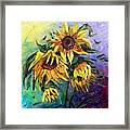 Sunflowers In The Rain Framed Print