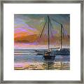Sunrise With Boats Framed Print