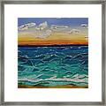 Sunset And Waves Framed Print