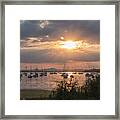 Sunset At Lake Boden With Sailboats Framed Print