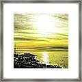 Sunset At Santa Monica Beach Framed Print