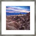 Sunset At Zabriskie Point In Death Valley National Park Framed Print