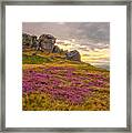 Sunset By Cow And Calf Rocks Framed Print