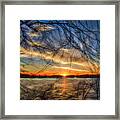 Sunset Framed By Branches Framed Print