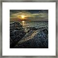 Sunset From The Channel Breakwater Rocks Framed Print