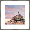 Sunset In Mont Saint Michel Framed Print