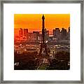 Sunset Over Eiffel Tower Framed Print