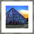 Sunset Over Old Barn Rudyard Michigan -9120 Framed Print