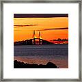 Sunset Over The Skyway Bridge Framed Print