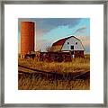 Sunset Silo Barn Framed Print