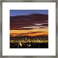 Sunset Sky Over Portland Oregon City Skyline Framed Print