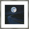 Super Moon At The End Of The Road Framed Print