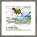 Surf Dog - Outta Here Framed Print