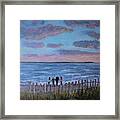 Surf Drive Beach Sunset With The Family Framed Print