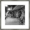 Surf Side Bar At Night In Black And White Framed Print