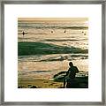 Surfer Boy Sunset Framed Print