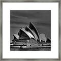 Sydney Opera House Print Image In Black And White Framed Print