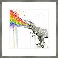 T-rex Tastes The Rainbow Framed Print