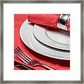 Table Setting In Red Framed Print