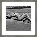 Tattoo Woman On The Beach Framed Print