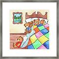 Teddy Bears In The Bed Framed Print